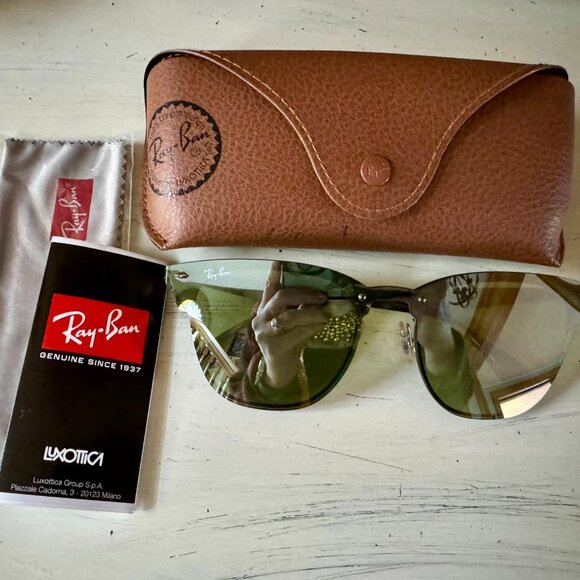 Ray-Ban Blaze Clubmaster RB3756 green & gunmetal unisex sunglasses, EUC - Picture 4 of 12